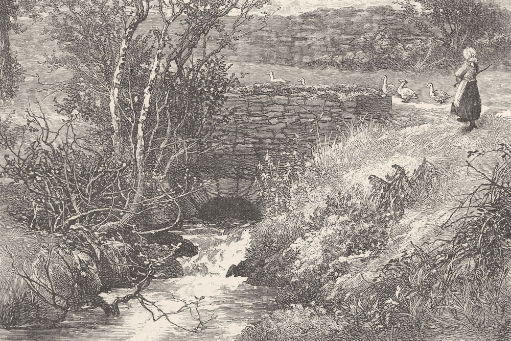 OXFORDSHIRE. The first bridge over the Thames 1901 old antique print picture